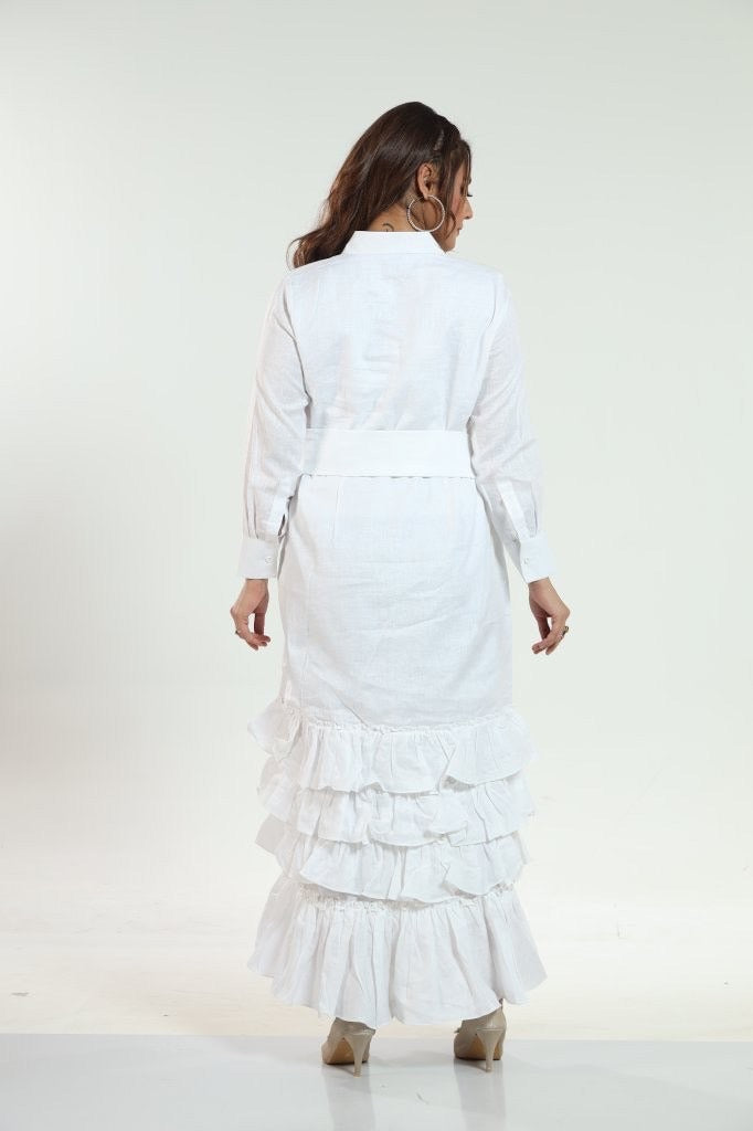 Linen Ruffle Charm Dress