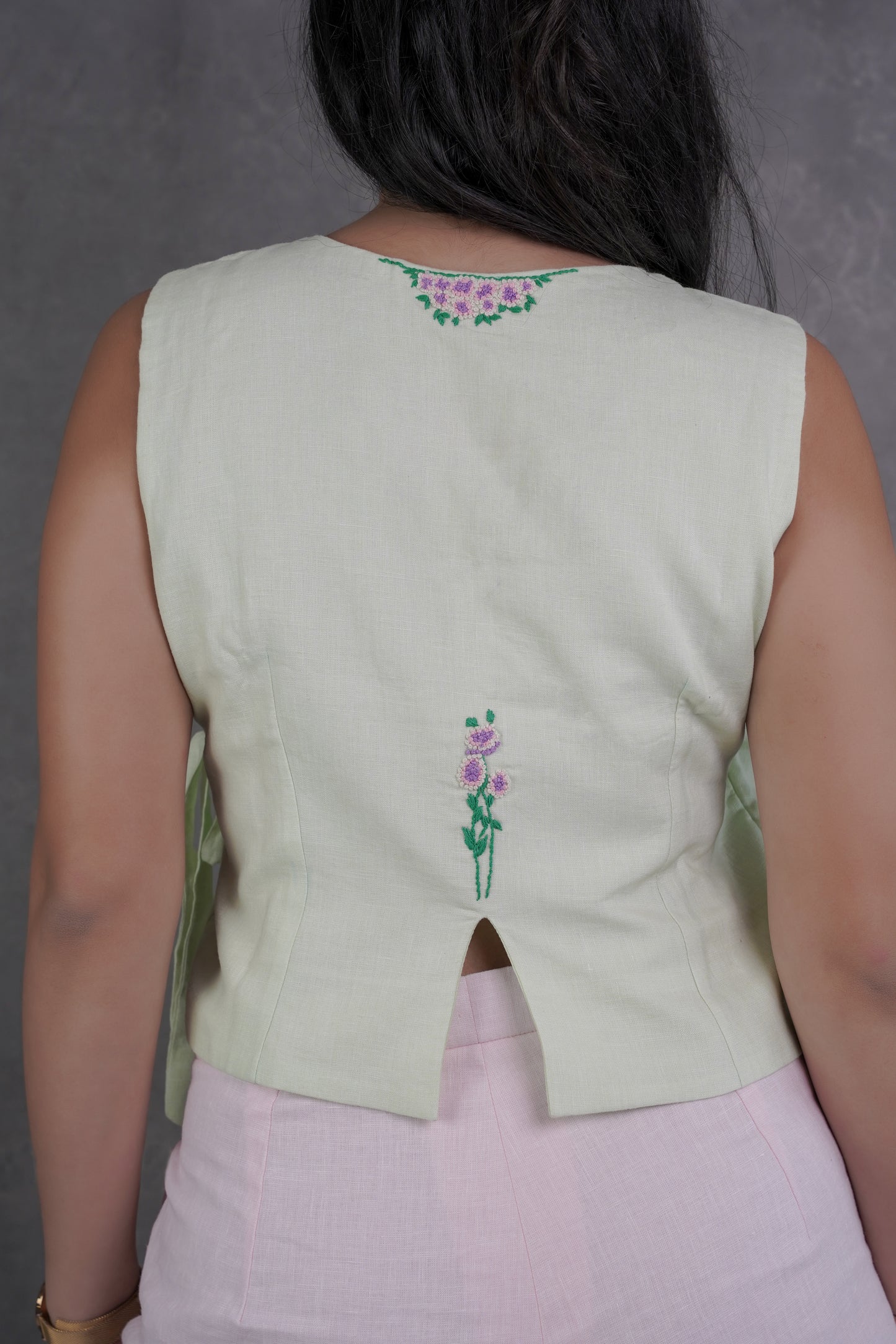 Mint Flower Wrap Top