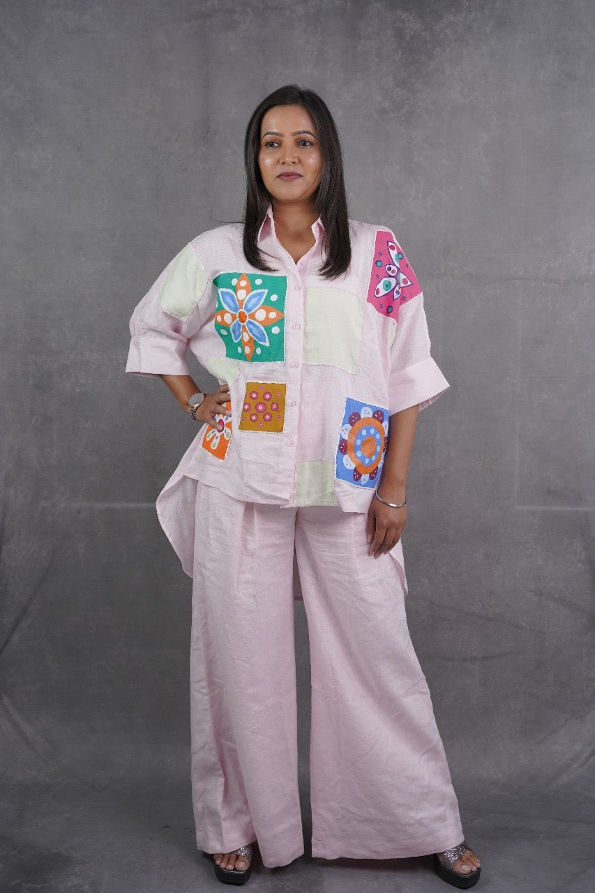 Playful Patchwork White Shirt