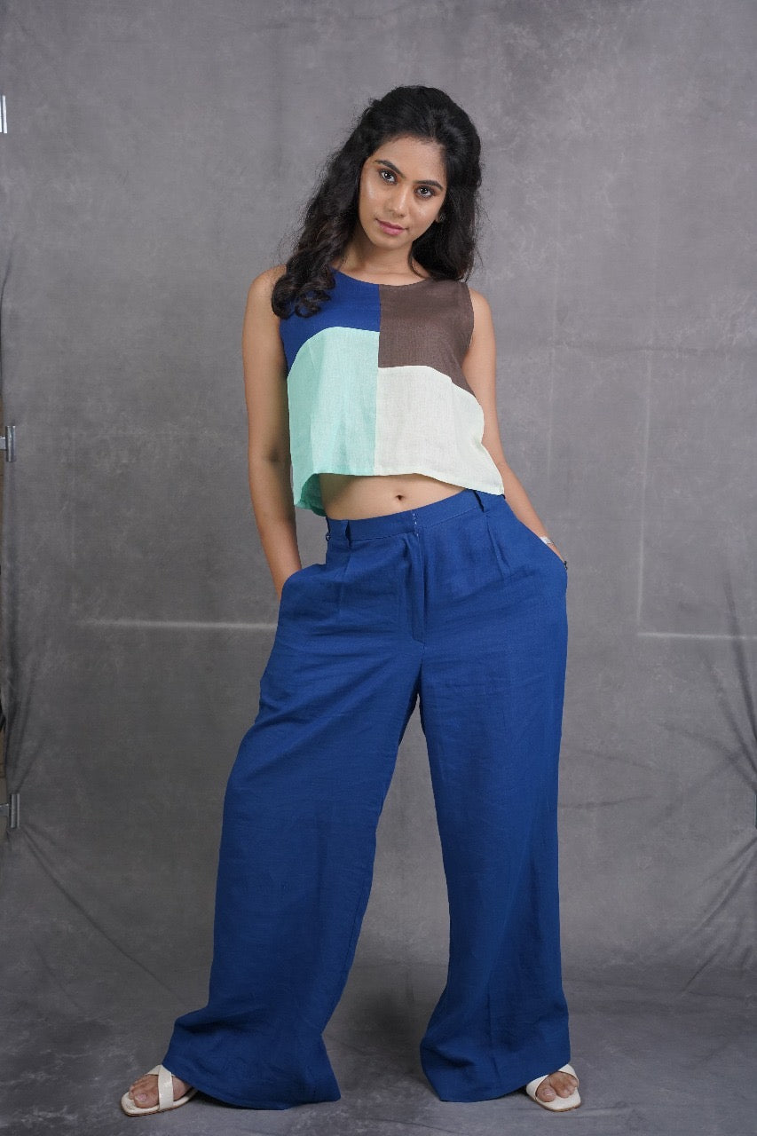 Block Breeze Pure Linen Crop Top
