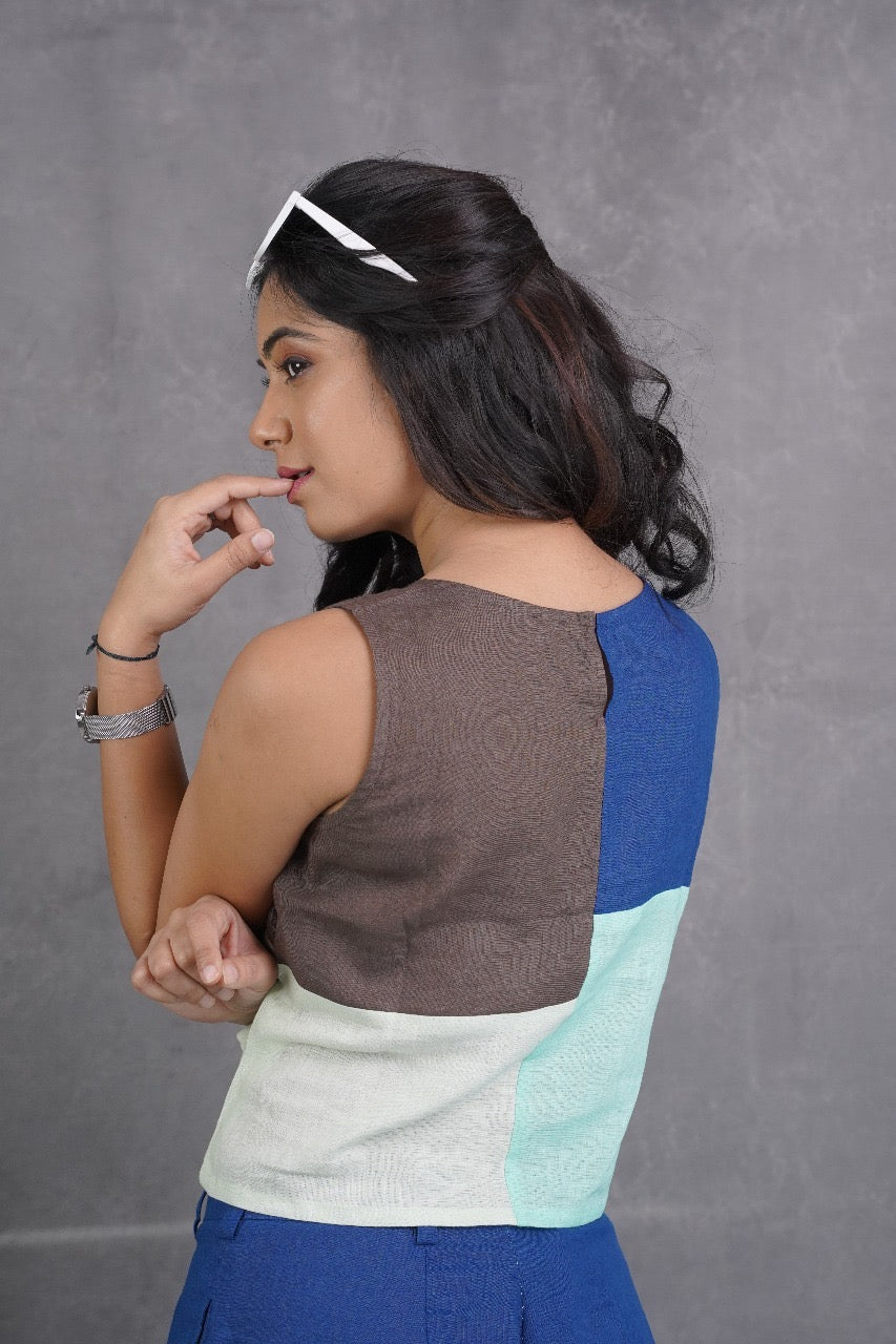 Block Breeze Pure Linen Crop Top