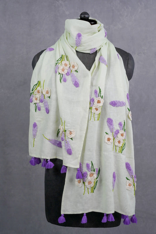 Lavender Bloom Linen Stole