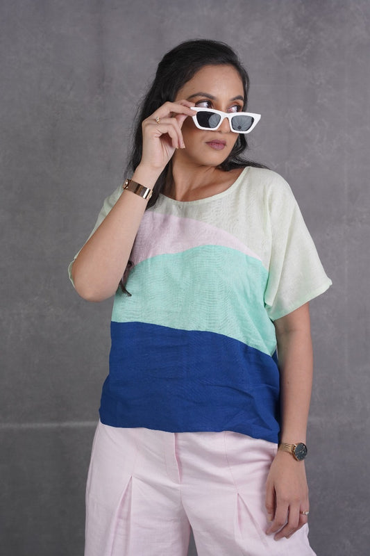 Ocean Hues Pure Linen Top