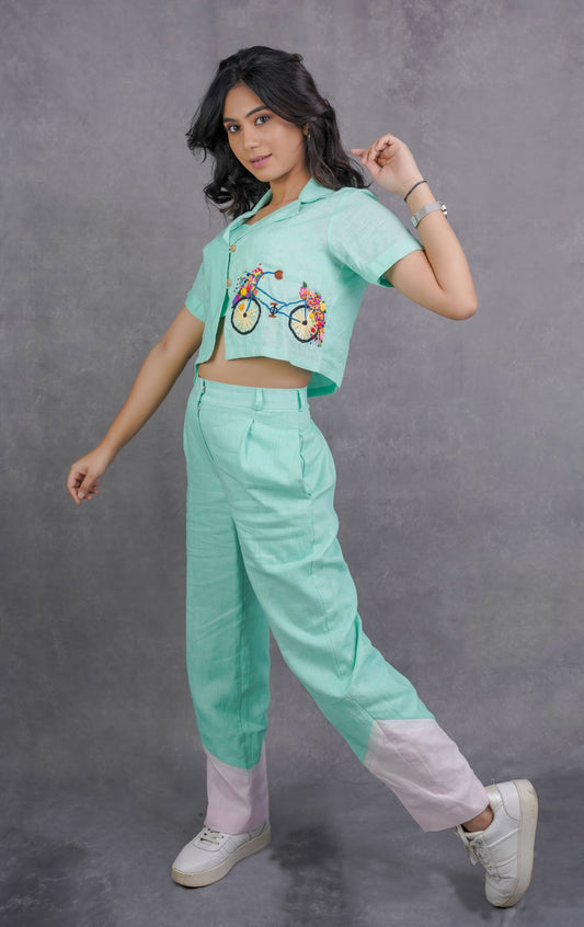 Cycle Pop Crop Linen Shirt