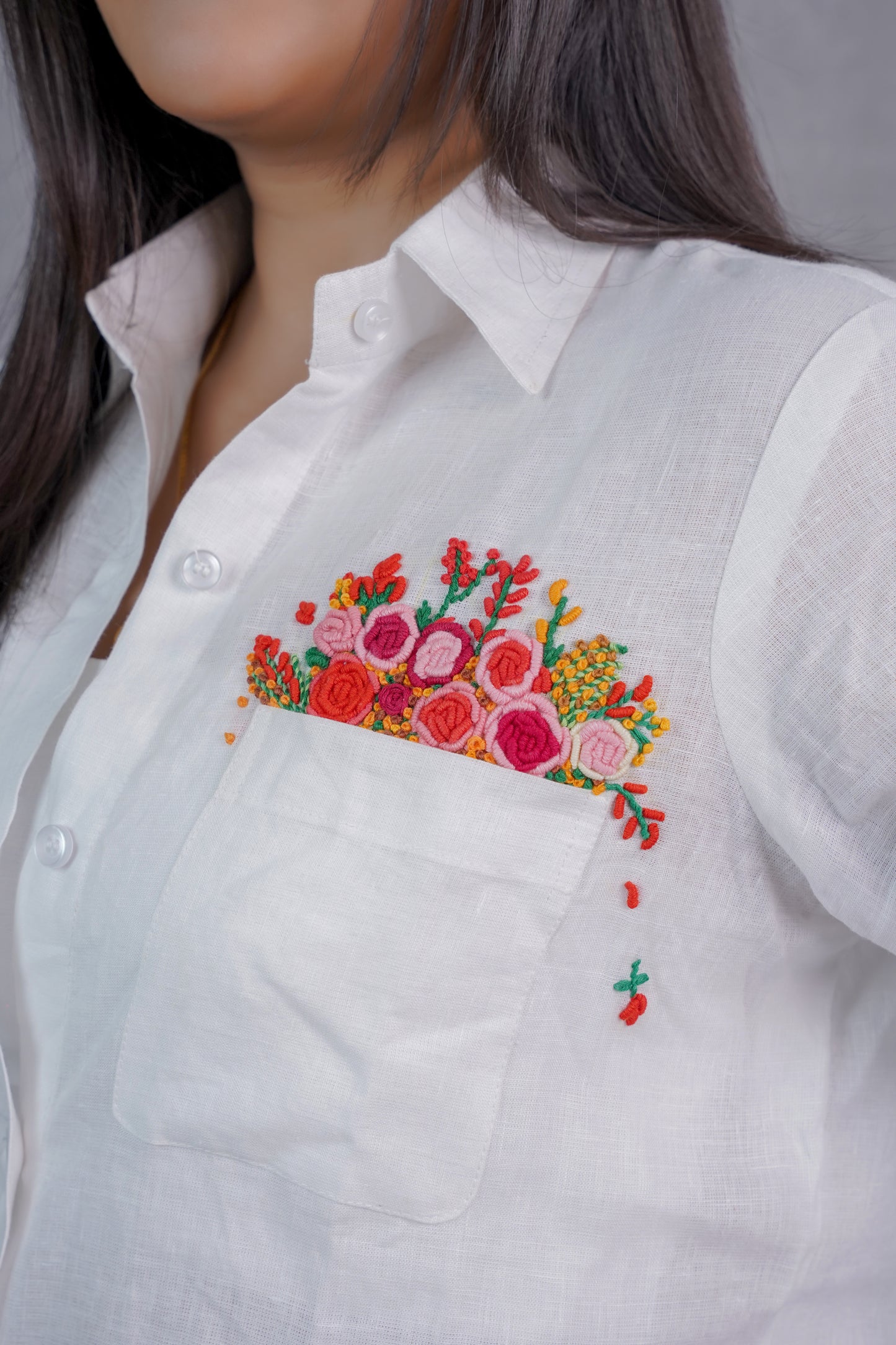 Blossom Pocket Pure Linen Shirt