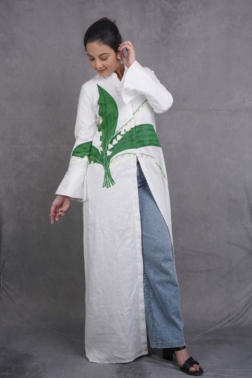 Verdant Grace Linen Shrug