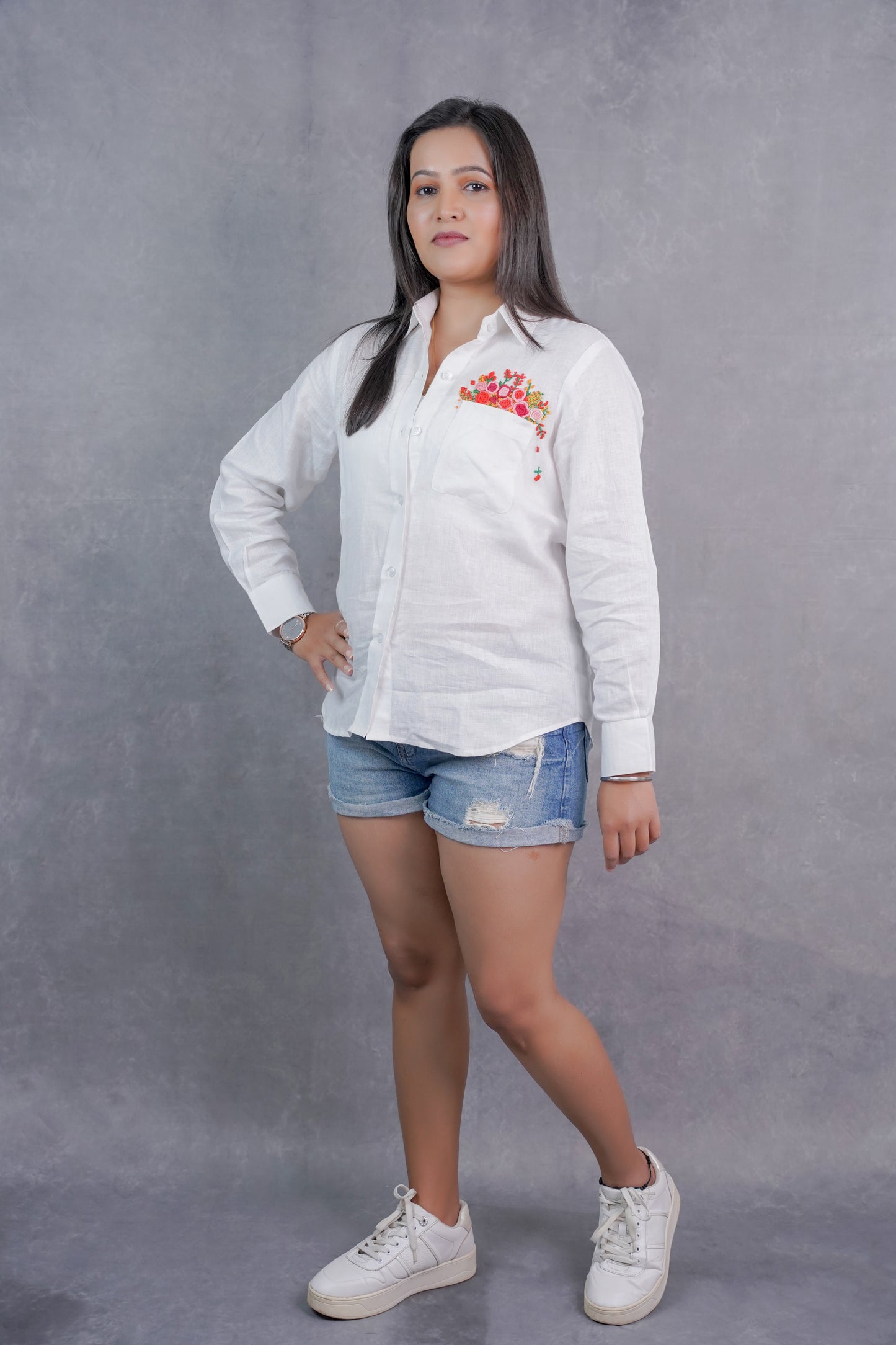 Blossom Pocket Pure Linen Shirt