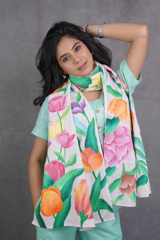 Flower Pure Linen Stole