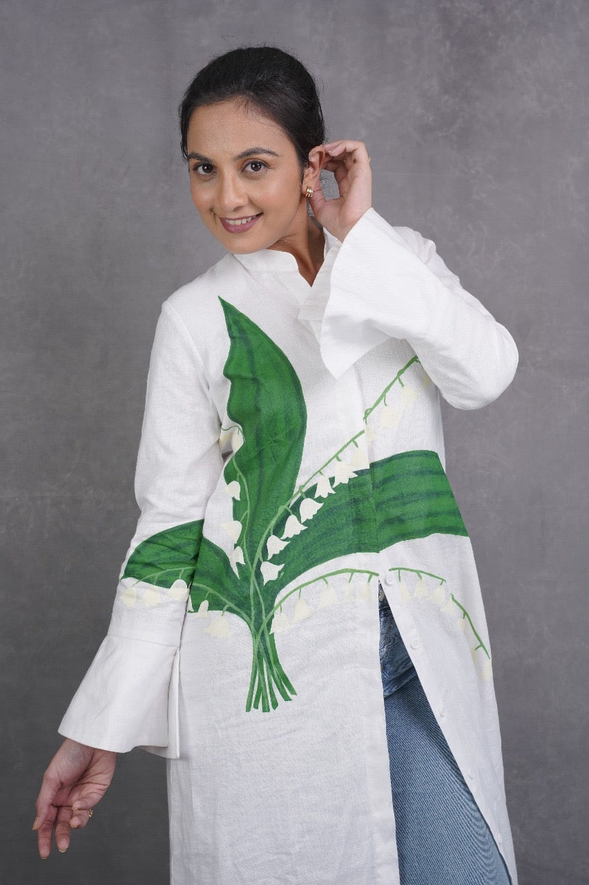 Verdant Grace Linen Shrug