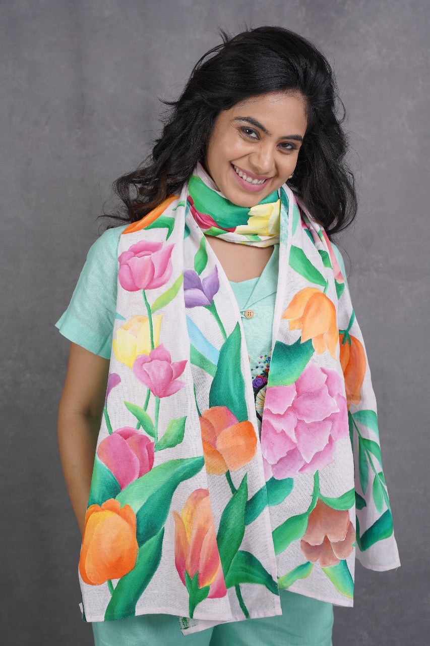 Flower Pure Linen Stole