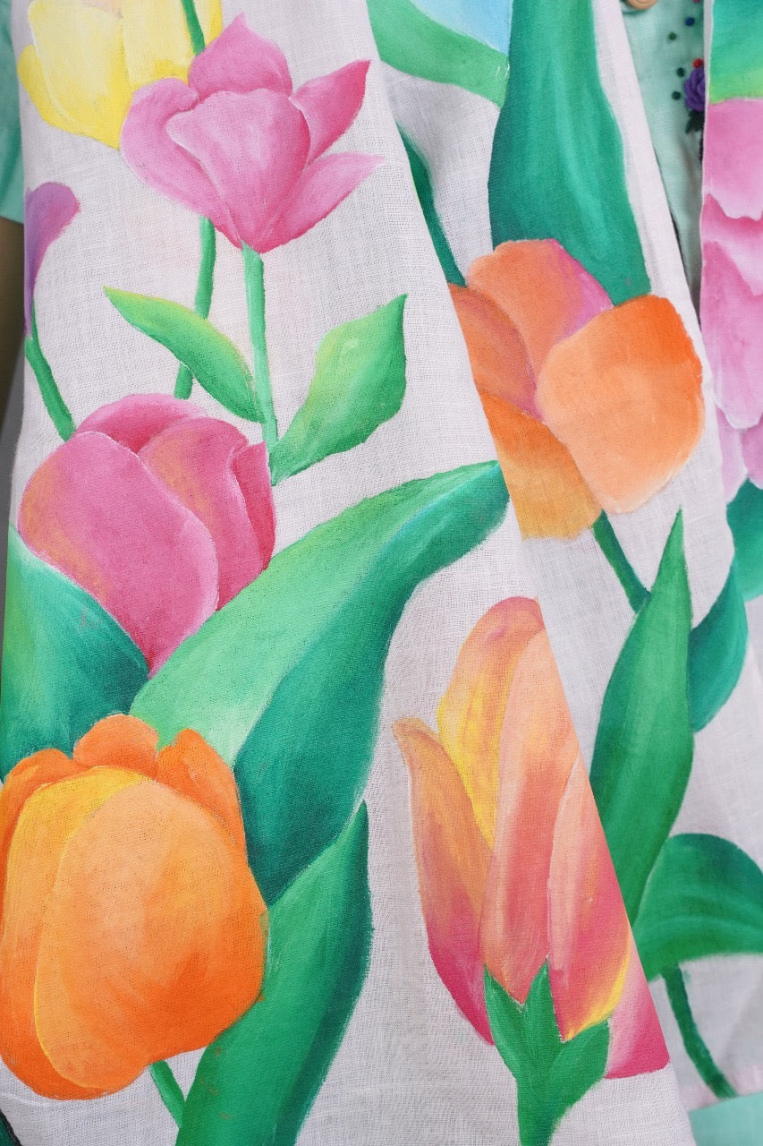 Flower Pure Linen Stole